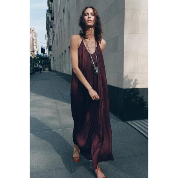 ZARA ZW COLLECTION LONG SATIN DRESS - Picture 7 of 14